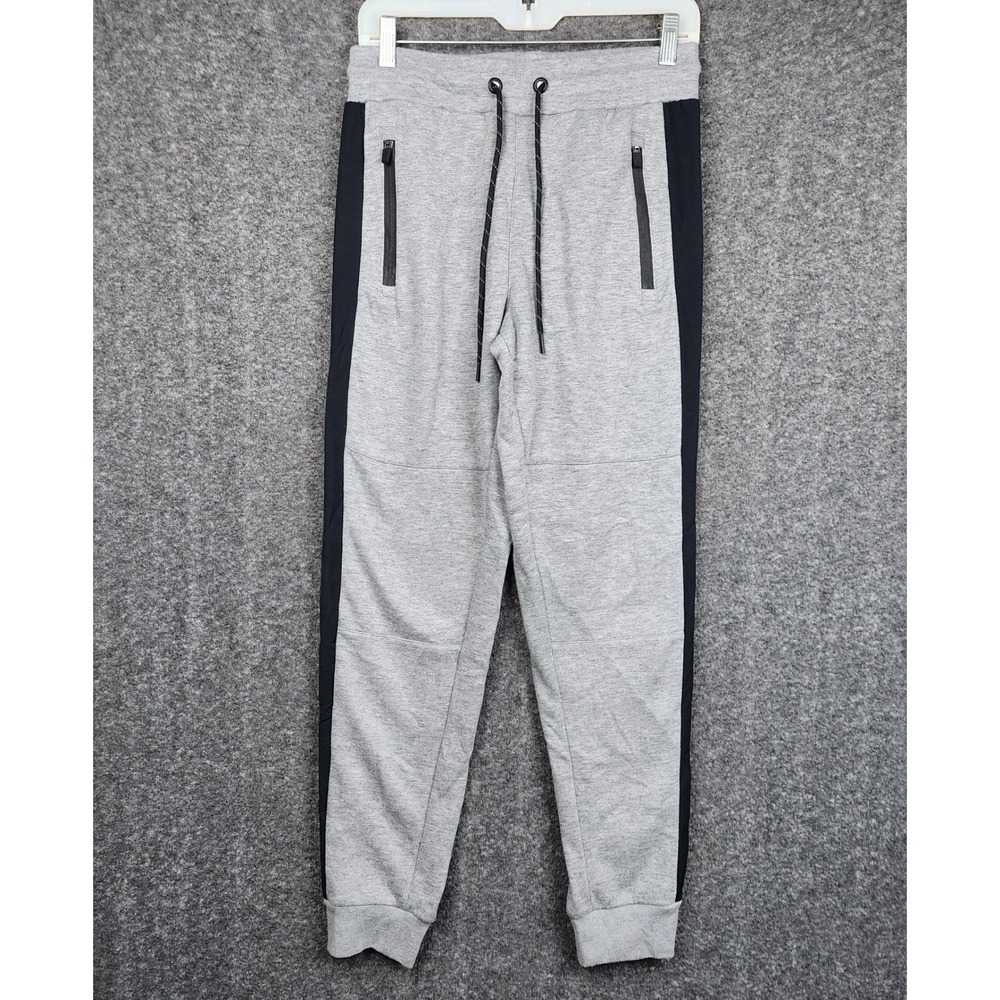 Aeropostale Joggers Mens Small Grey Black Tech Fleece Zipper Pocket Sweatpants